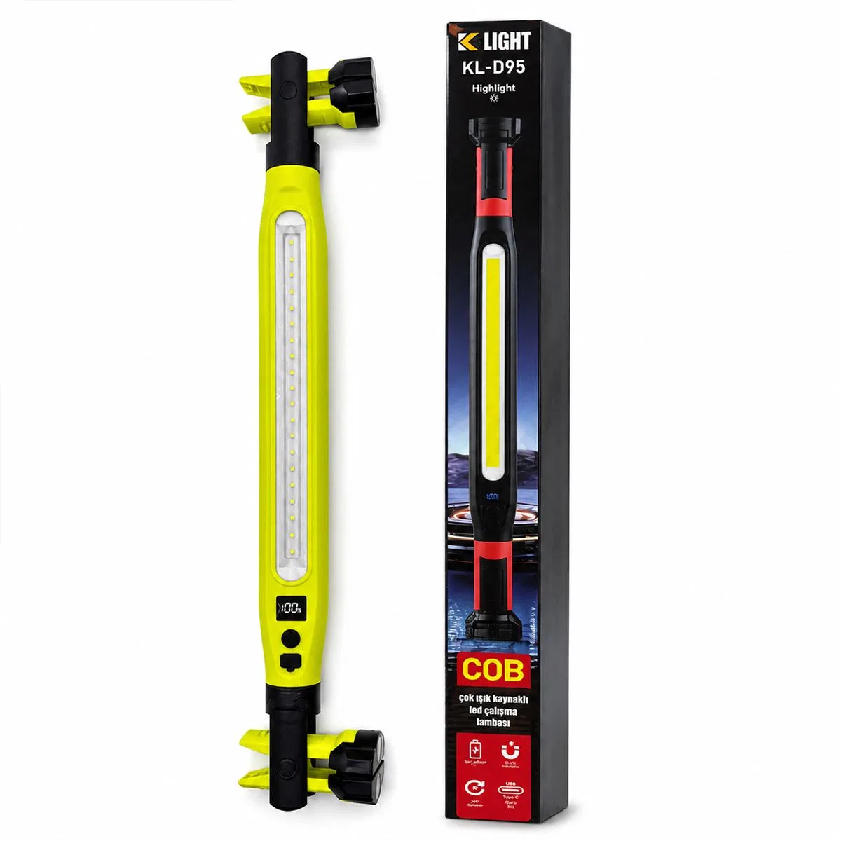 Şarjlı Mıknatıslı LED Çalışma Lambası (Type-C, 360° Döner, 52. 5 cm) görsel 5