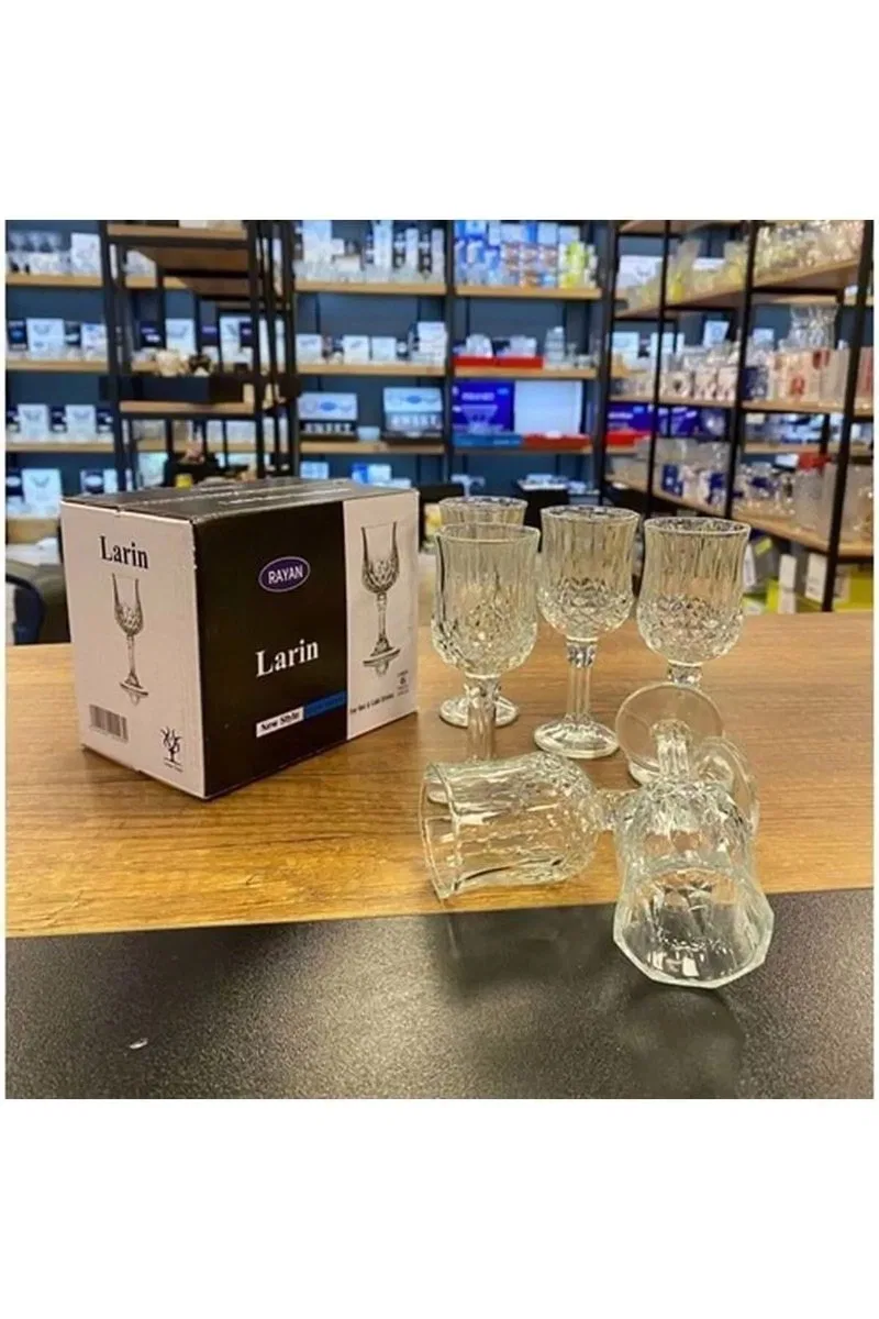 6'lı Larin Kahve Yanı Su Bardağı Şeffaf Renk Royaleks-70682 görsel 2