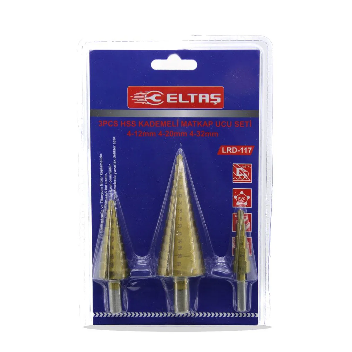 HSS kademeli matkap ucu seti 4-12 / 4-20 / 4-32 mm (3 parça) görsel 2