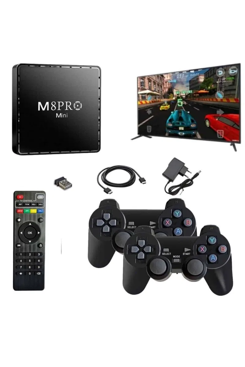 Android Tv Box 2. 4g 10k Ultra Hd 2gb Ram 64gb Hafıza 10000 Retro Oyunlu Konsol Game Stick M8 Pro görsel 4