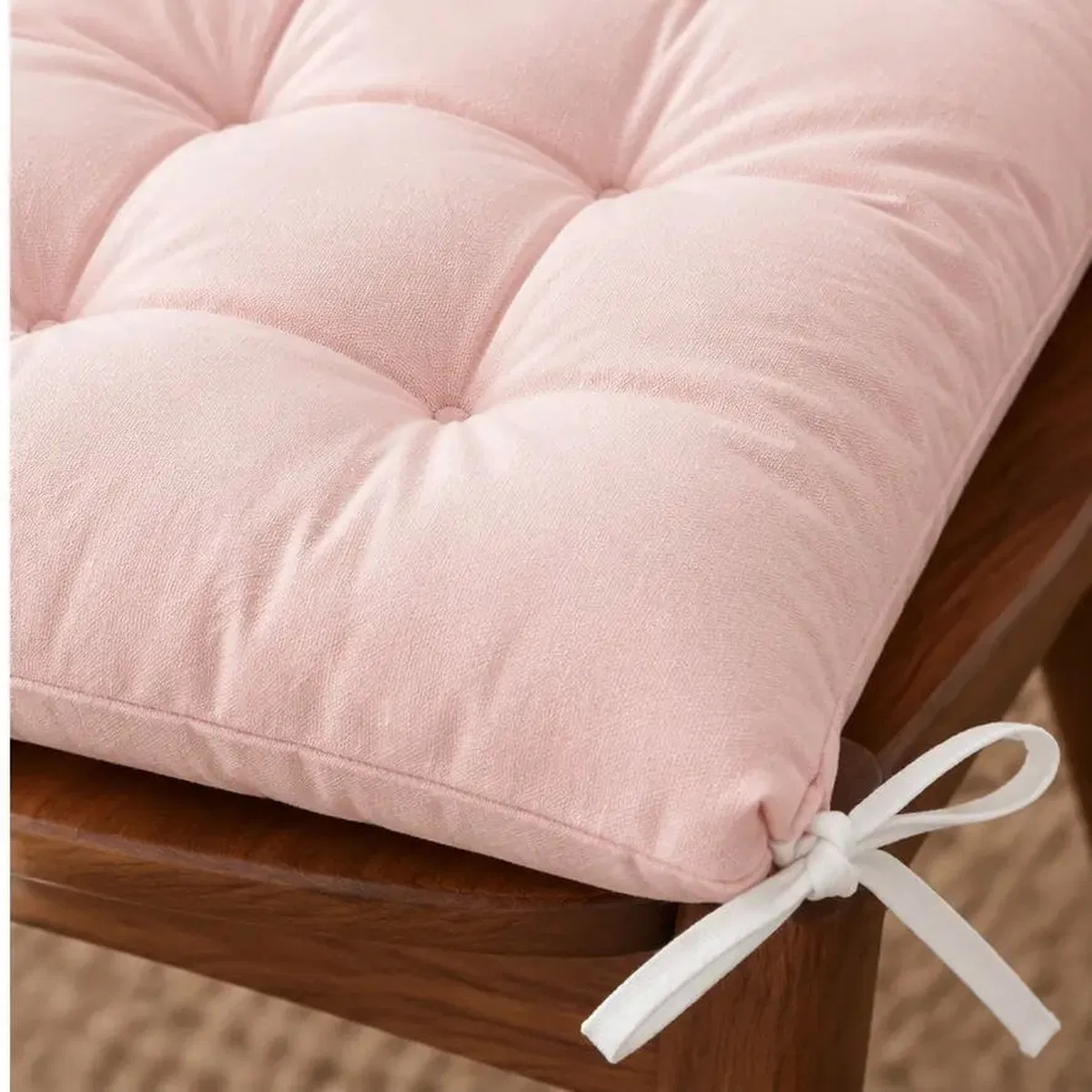 4’lü Kapitone Bağcıklı Sandalye Minderi · 40 × 40 × 3 cm · Pembe · 40 × 40 × 3 cm · 4 adet görsel 2