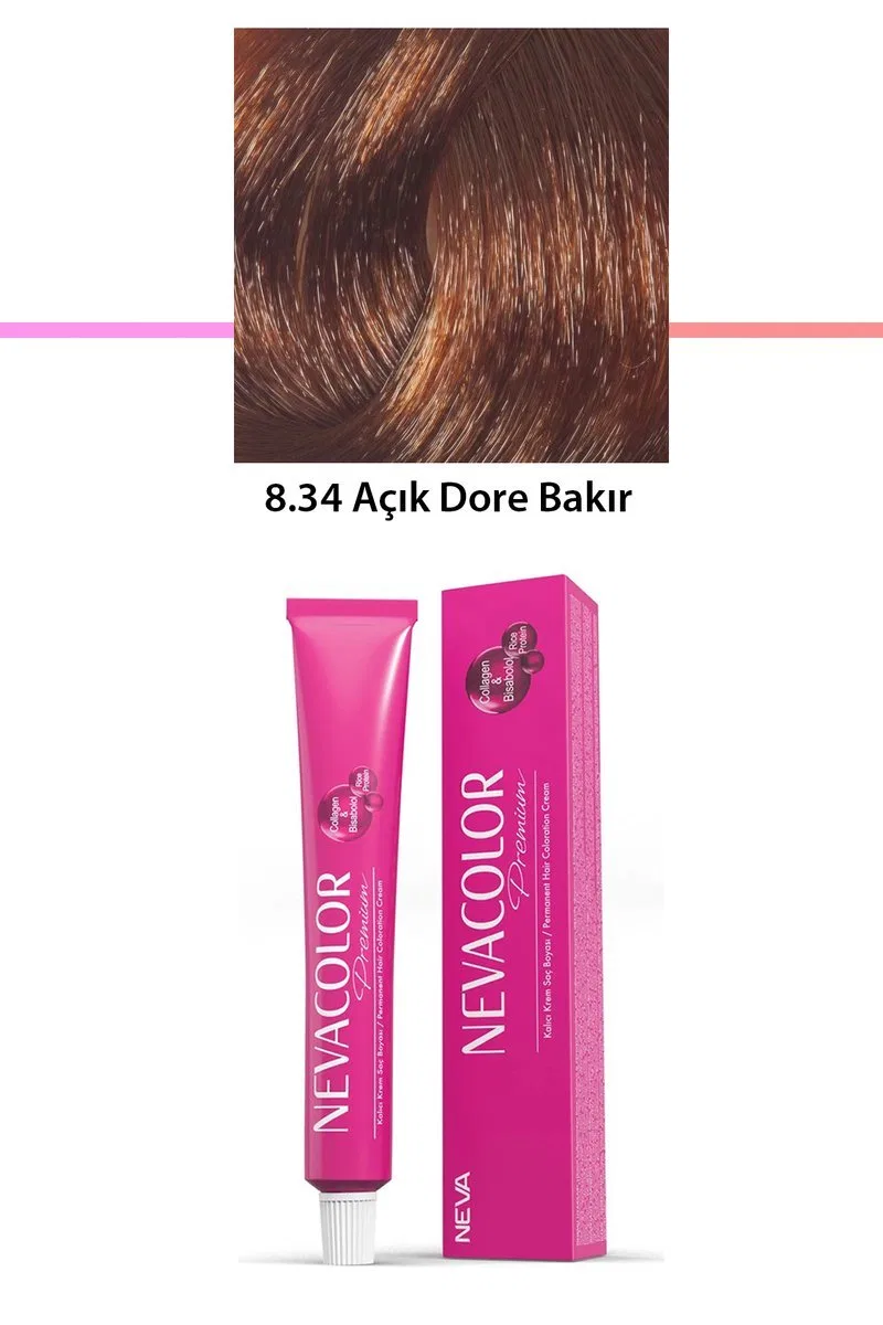Premium 8. 34 Açık Dore Bakır - Kalıcı Krem Saç Boyası 50 g Tüp