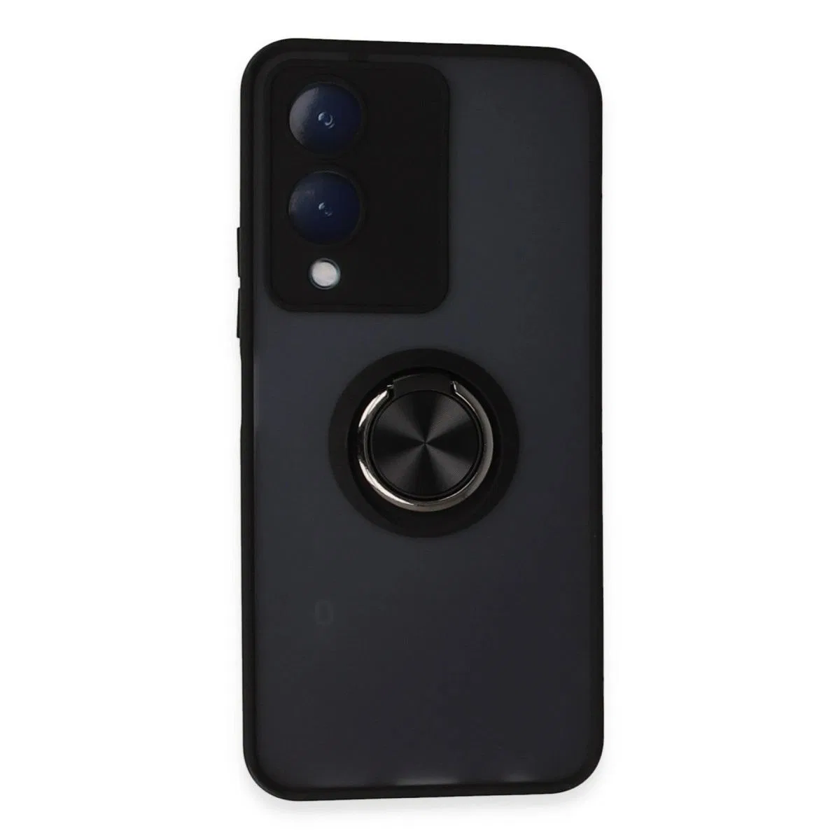 Vivo Y17s Kılıf Montreal Yüzüklü Silikon Kapak - Siyah
