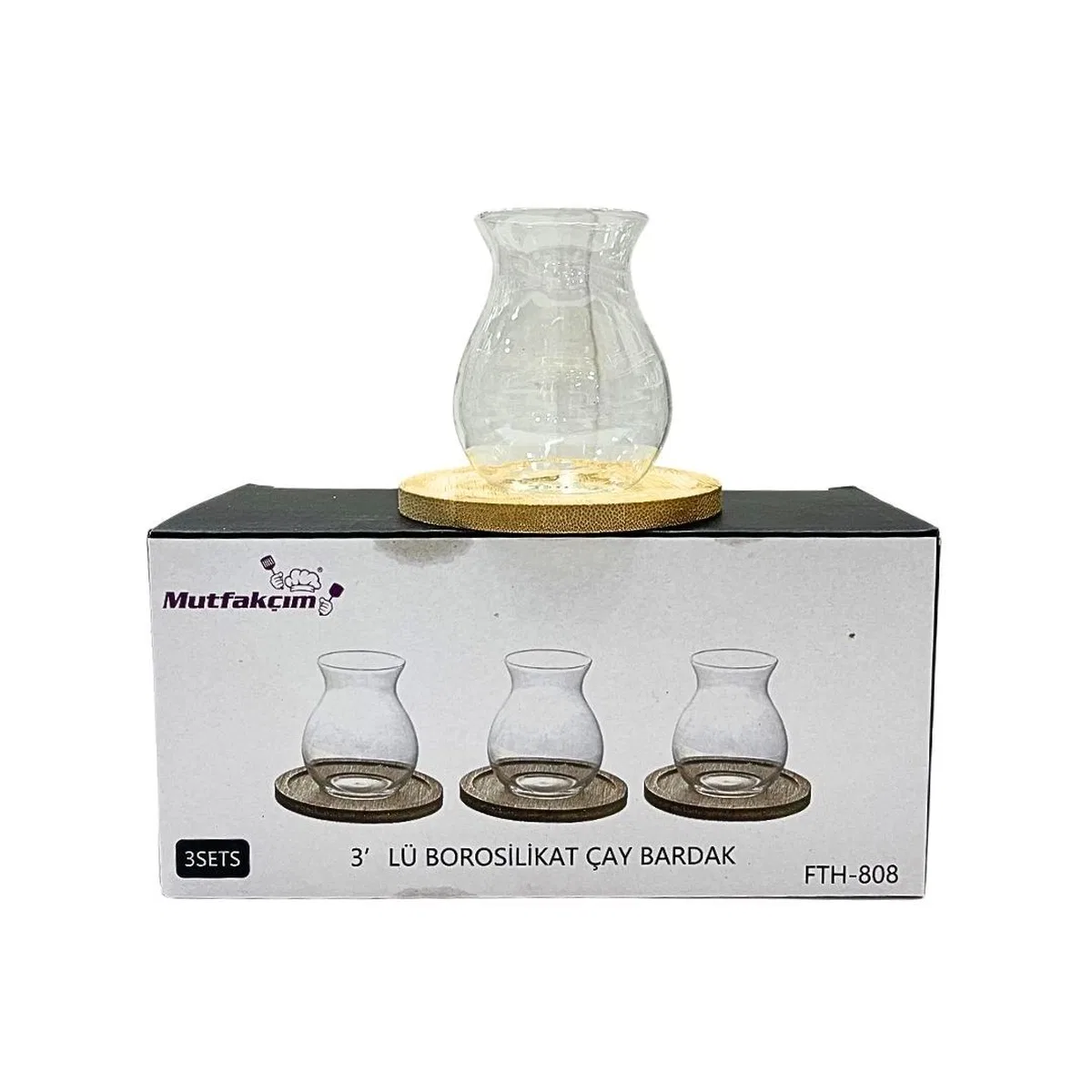 3'li Bambu Tabaklı Çay Bardağı
