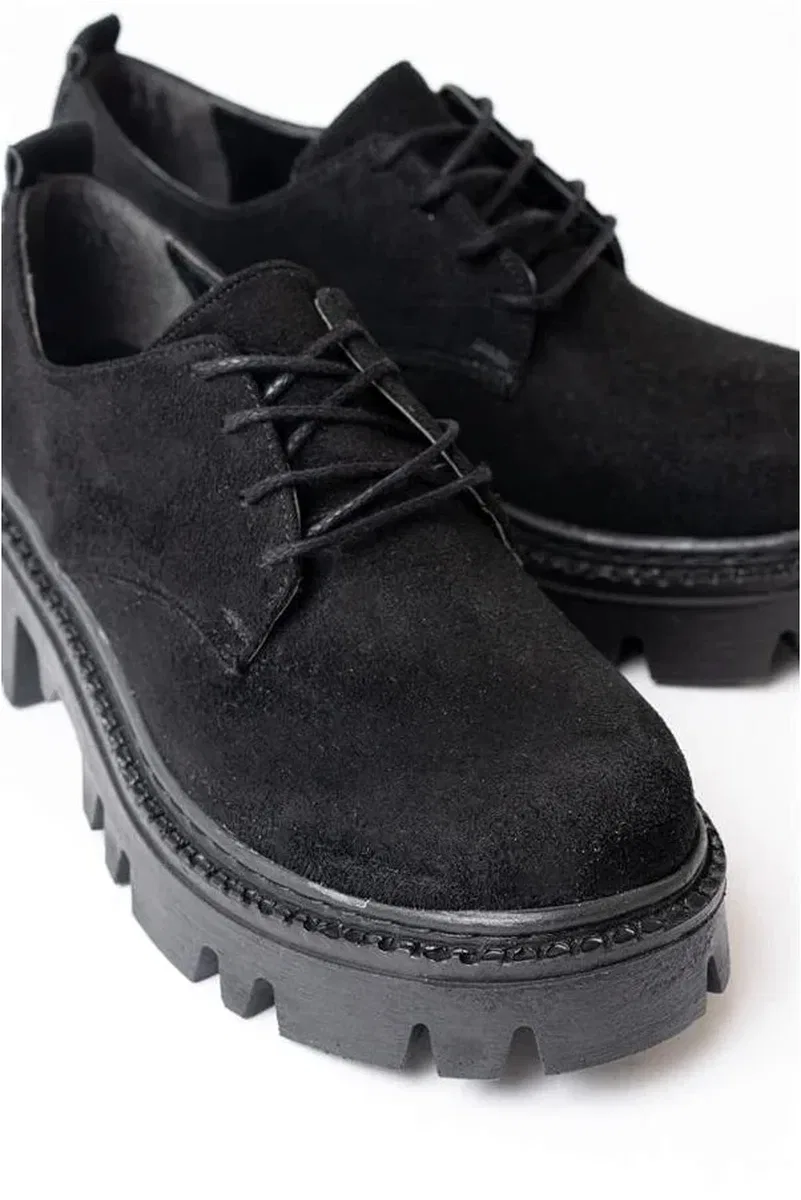 Kadın Loafer Ayakkabı Ayakkabı Bağcıklı Tabanlı Süet Yüksek Casual Günlük görsel 2