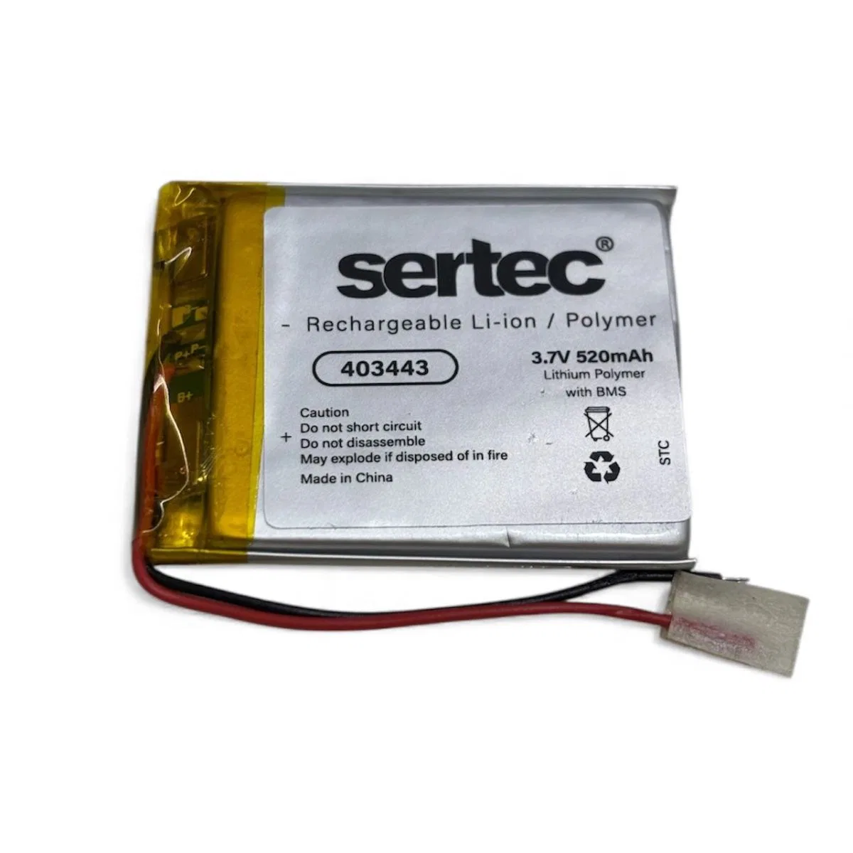 Sertec 403443 3. 7v 520 Mah Li-polymer Pil (devreli/1. 5a)