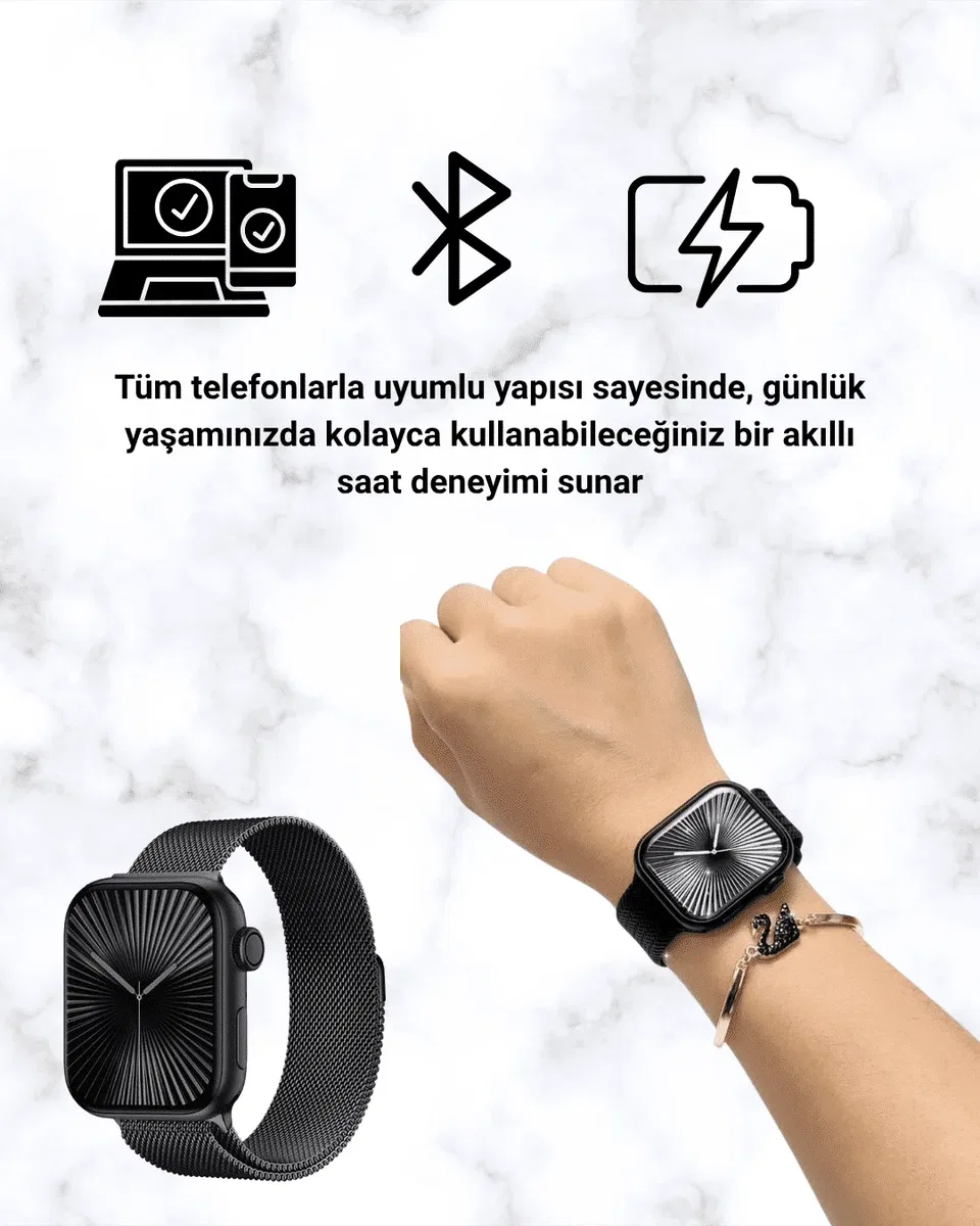 SQ-16 Mini Series 10 Akıllı Saat – 3 Kordon + Hediye Bileklik görsel 3