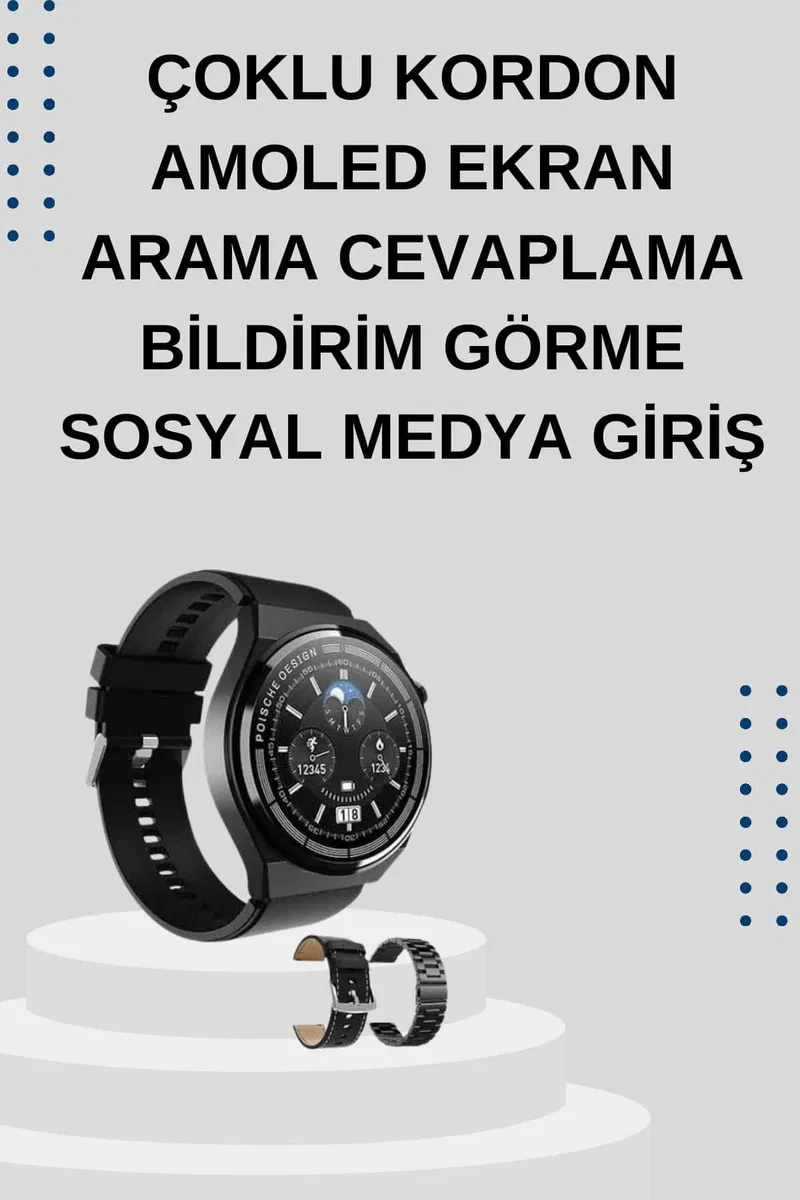 Yeni Nesil Sesli Görüşme Akıllı Saat ve Powerbank Çoklu Şarj Girişli Bluetooth Kulaklık Nabız Ölçer görsel 4