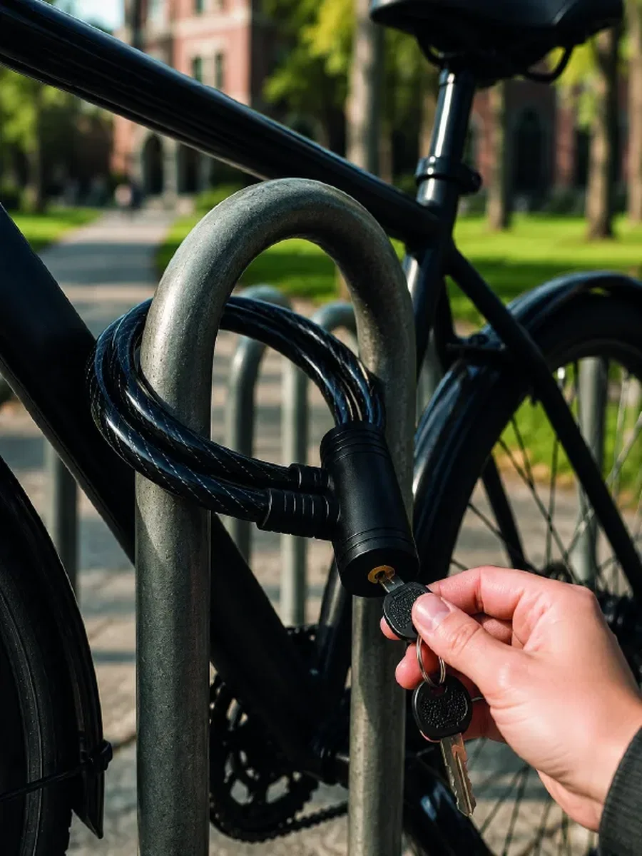 Bisiklet ve Scooter Kilidi 12 mm Çelik Halat 80 cm Anahtarlı Kilit PVC Koruyucu Kaplama 2 Anahtarlı Güvenlik Sistemi görsel 3