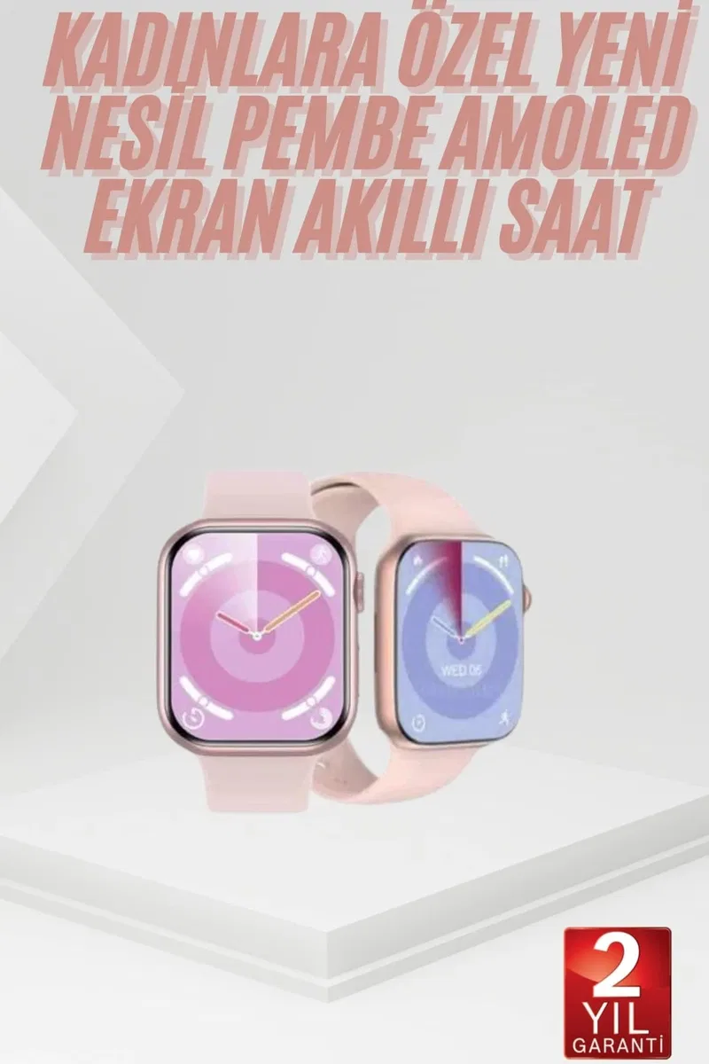 Pembe Akıllı Saat 49mm iOS & Android Uyumlu Arama Özellikli