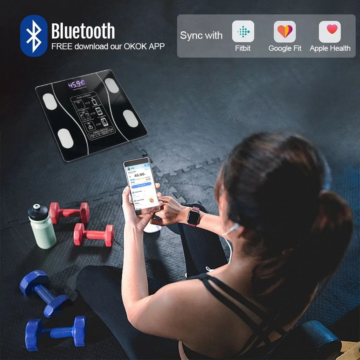 Akıllı Kablosuz Dijital Banyo Ve Vücut Yağ Ağırlık Ölçeği Vücut Kompozisyonu izörü Bluetoothlu Tartı görsel 5