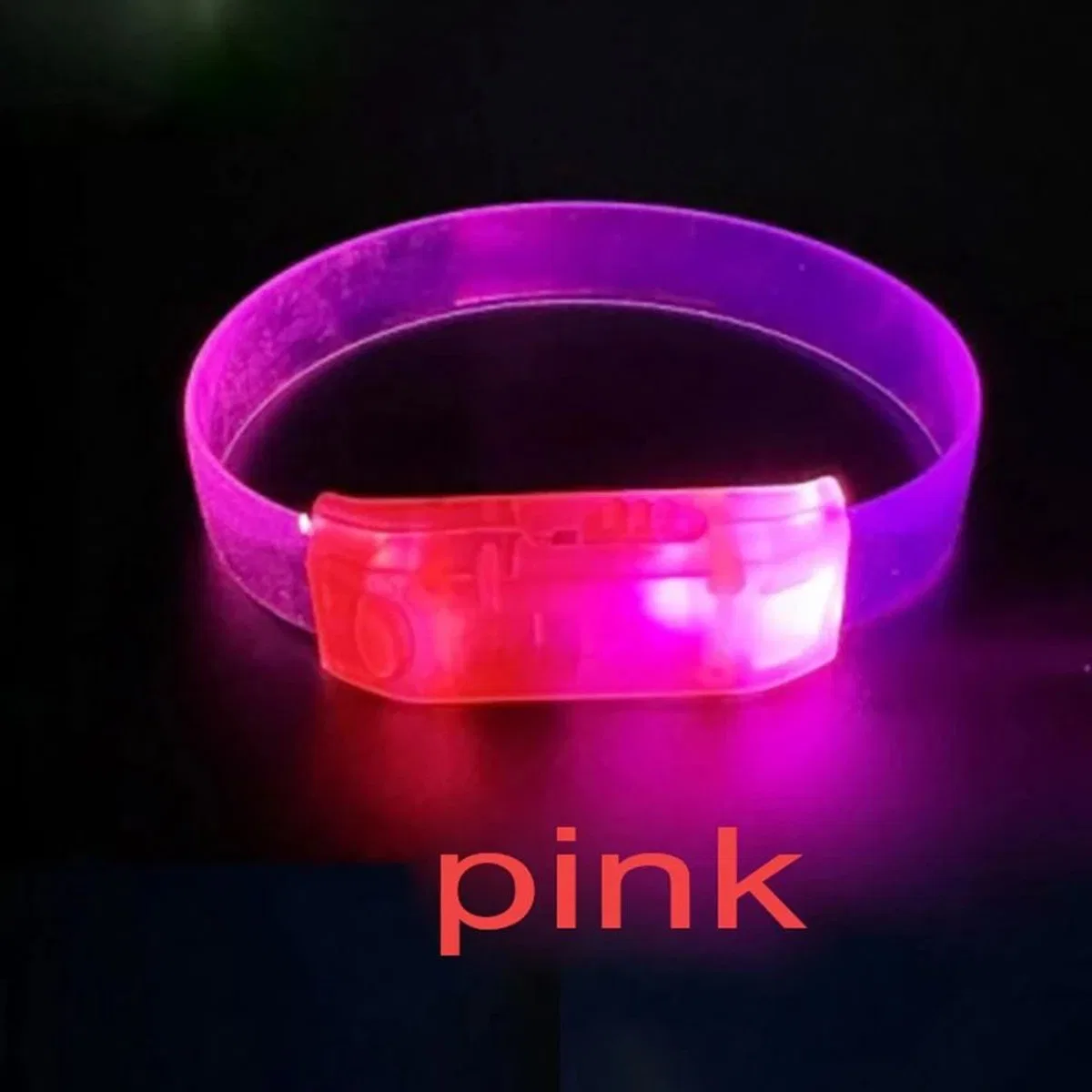 3 Modlu Pilli Led Işıklı Esnek Parti Bilekliği Pembe görsel 3