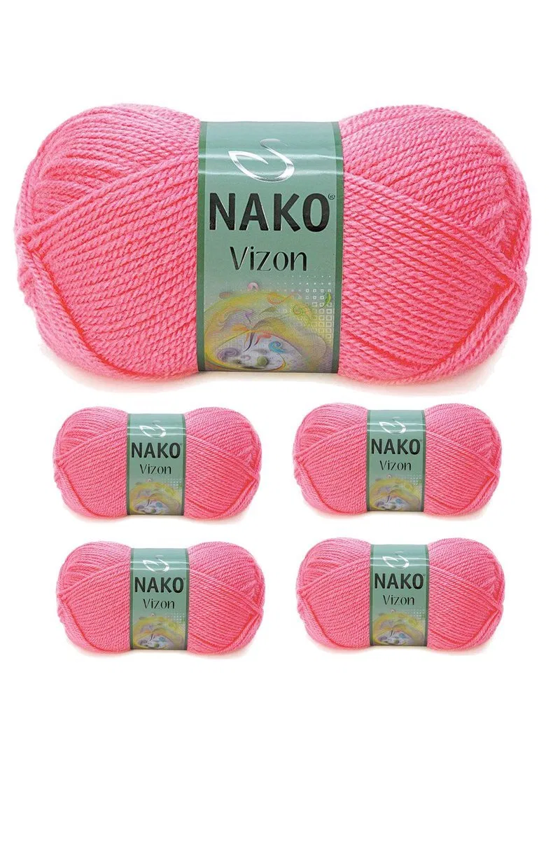 5 Adet Vizon Premium Akrilik El Örgü İpi Yünü Renk No: 236 Gül Pembe
