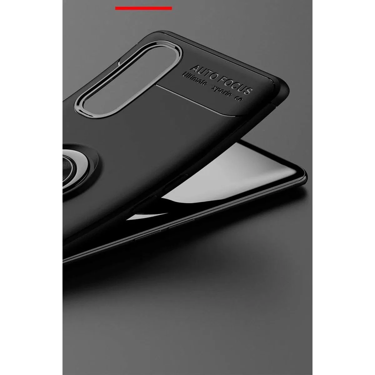 Oppo Find X2 Kılıf Range Yüzüklü Silikon - Kırmızı görsel 4