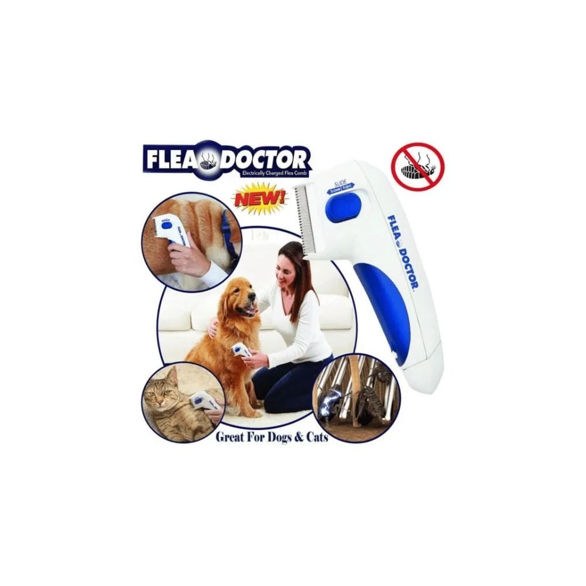 Flea Doctor Kedi Ve Köpekler İçin Pilli Pire Tarağı görsel 3