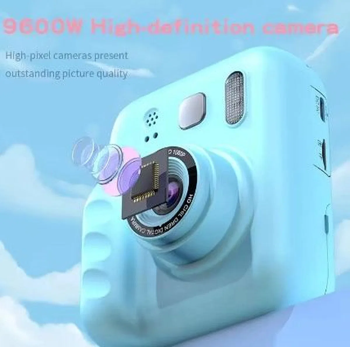 Dijital Fotoğraf Çıkaran Video Kaydedici Taşınabilir Anında Baskı Çıkaran Çocuk Kamerası Mavi görsel 4