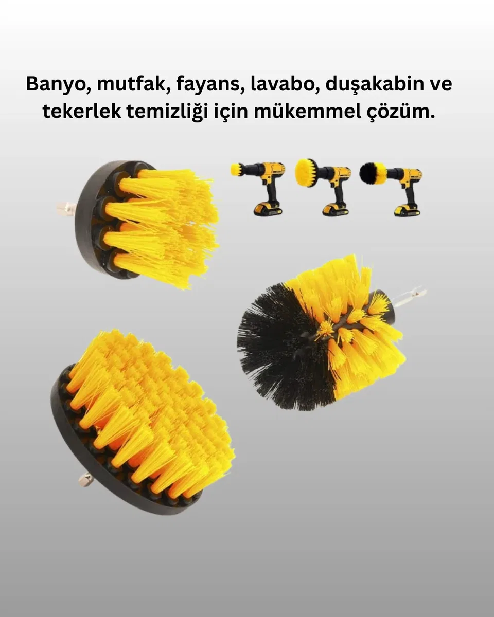 Banyo ve Mutfak İçin Matkap Ucu Temizlik Fırçası 3’lü Set görsel 3