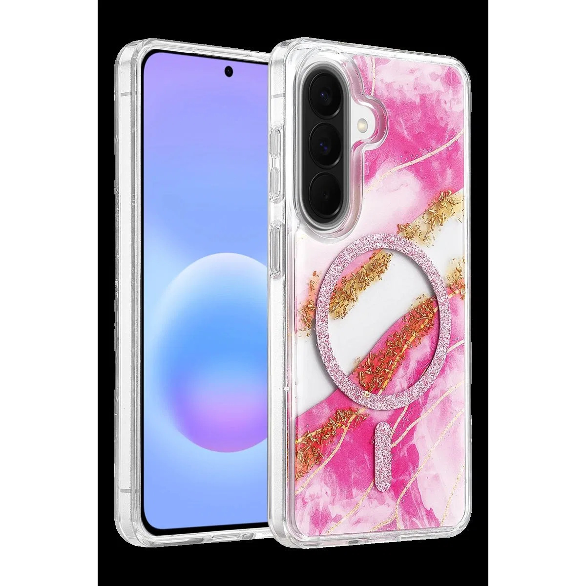 Onegif Samsung Galaxy A57 5g Lotus Simli Magsafe Kapak - Pembe