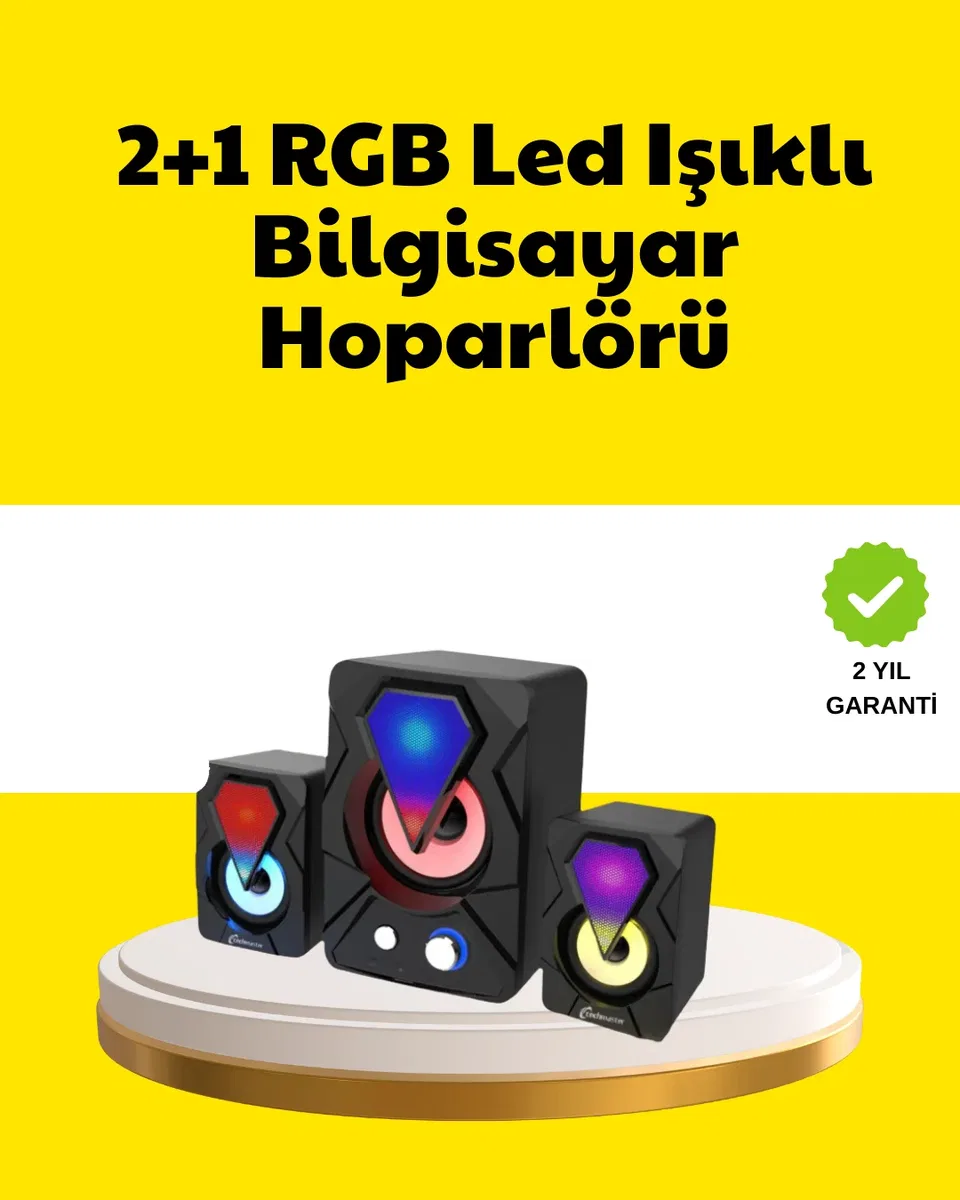 2. 1 USB Bağlantılı Oyun Hoparlörü Renkli LED Işıklı