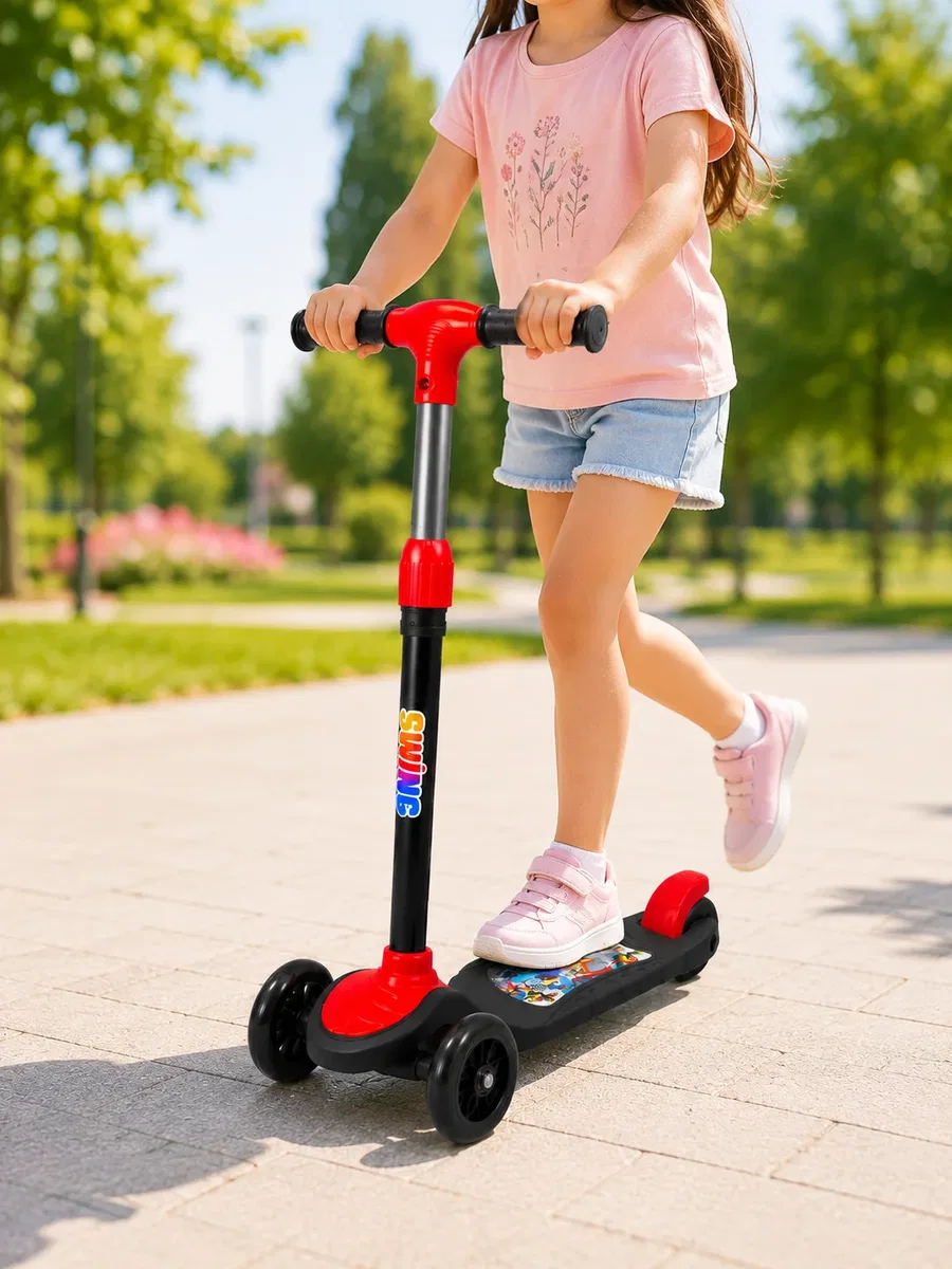 Çocuk Scooterı 3 Tekerlekli Denge Destekli Ayarlanabilir Gidonlu Çocuk Skuteri görsel 2
