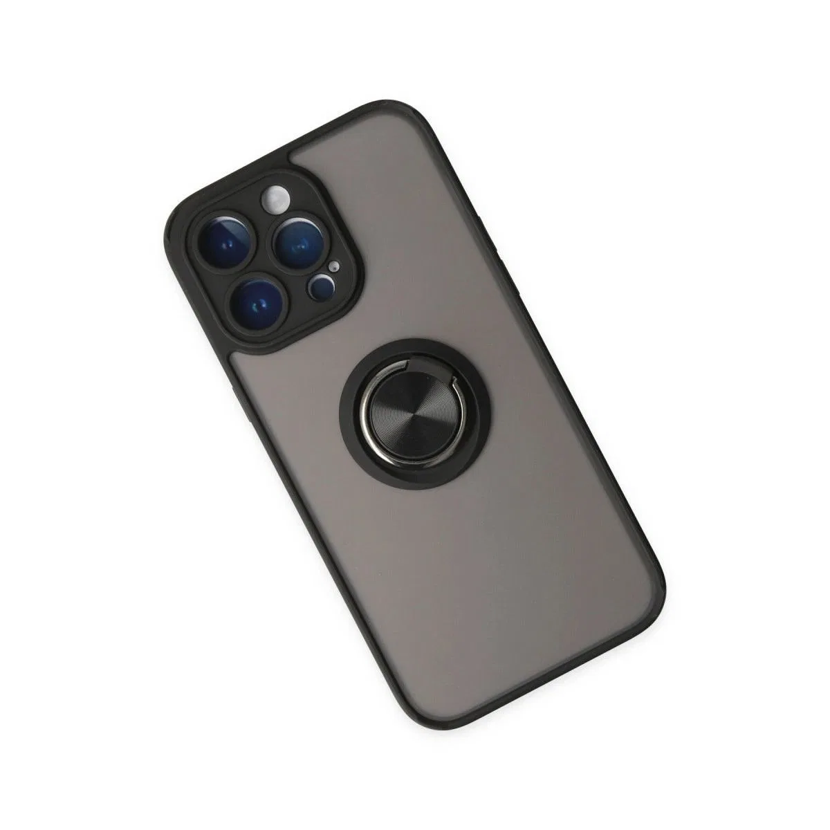 Apple İphone 14 Pro Kılıf Montreal Yüzüklü Silikon Kapak - Siyah görsel 3