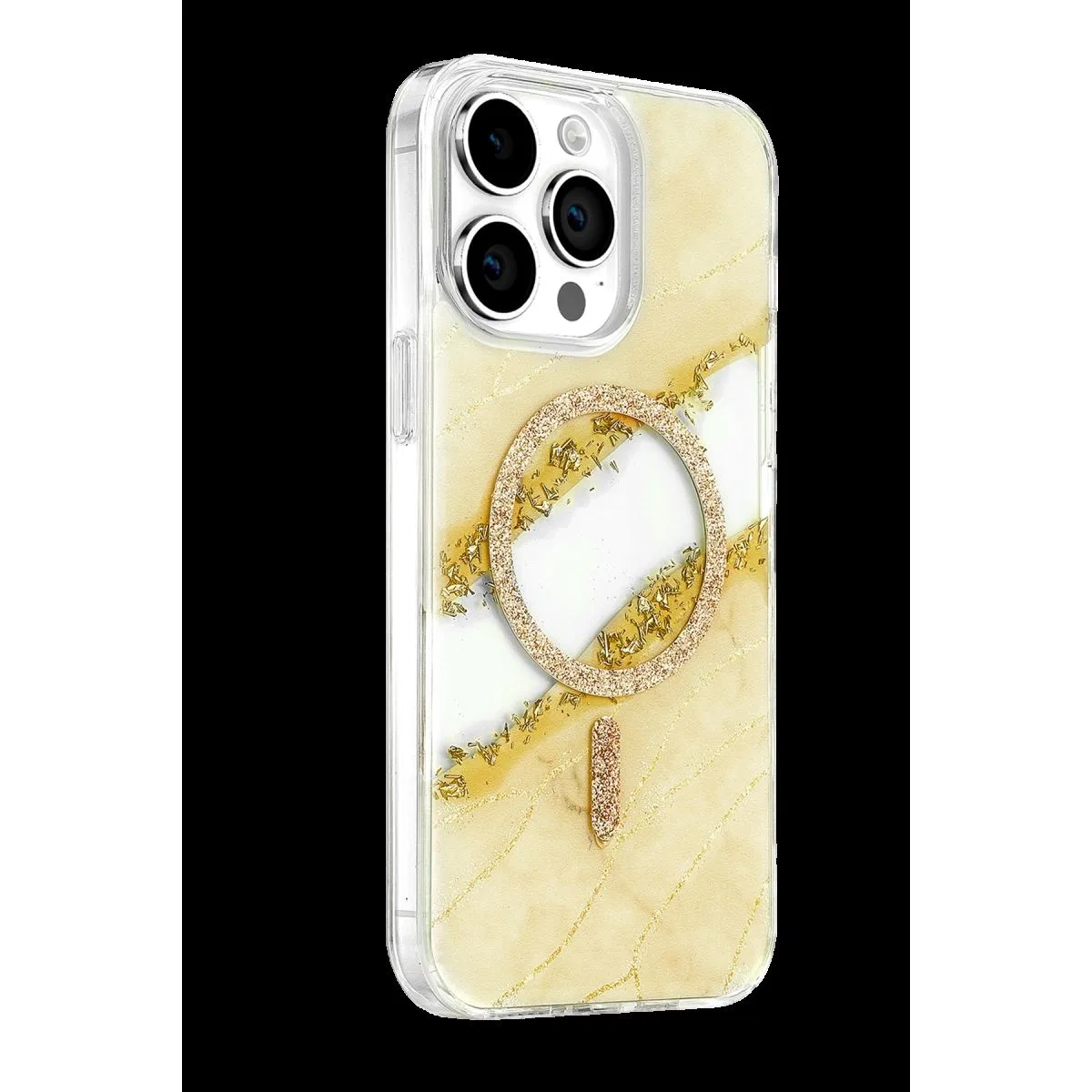 Onegif Apple İphone 14 Pro Max Lotus Simli Magsafe Kapak - Gümüş görsel 2