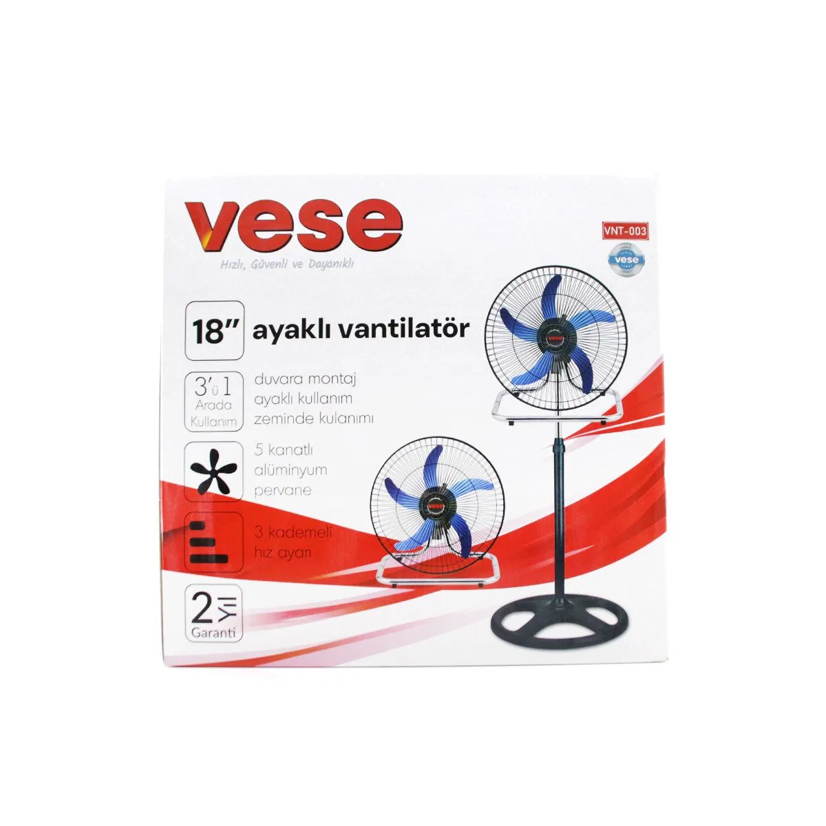 Sanayi Tipi Ayaklı Vantilatör - 5 Metal Kanatlı, 3 Kademe Hız görsel 4