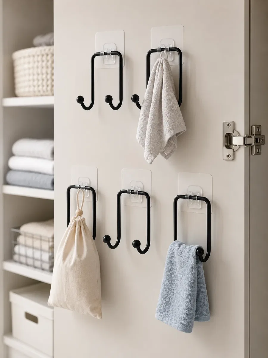 5'li Yapışkanlı Askı Seti Mutfak Banyo ve Ev İçin Çok Amaçlı Askılık görsel 2