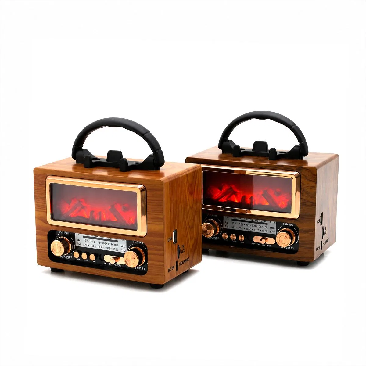 Şarjlı Retro Bluetooth Hoparlör - FM Radyo, USB/TF MP3 Çalar görsel 2