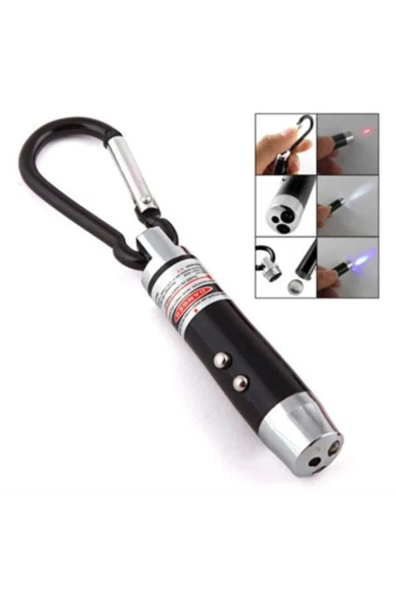 El Feneri Anahtarlık Işıklı Anahtarlık 3 Fonksyonlu Lazer Led Fener görsel 4