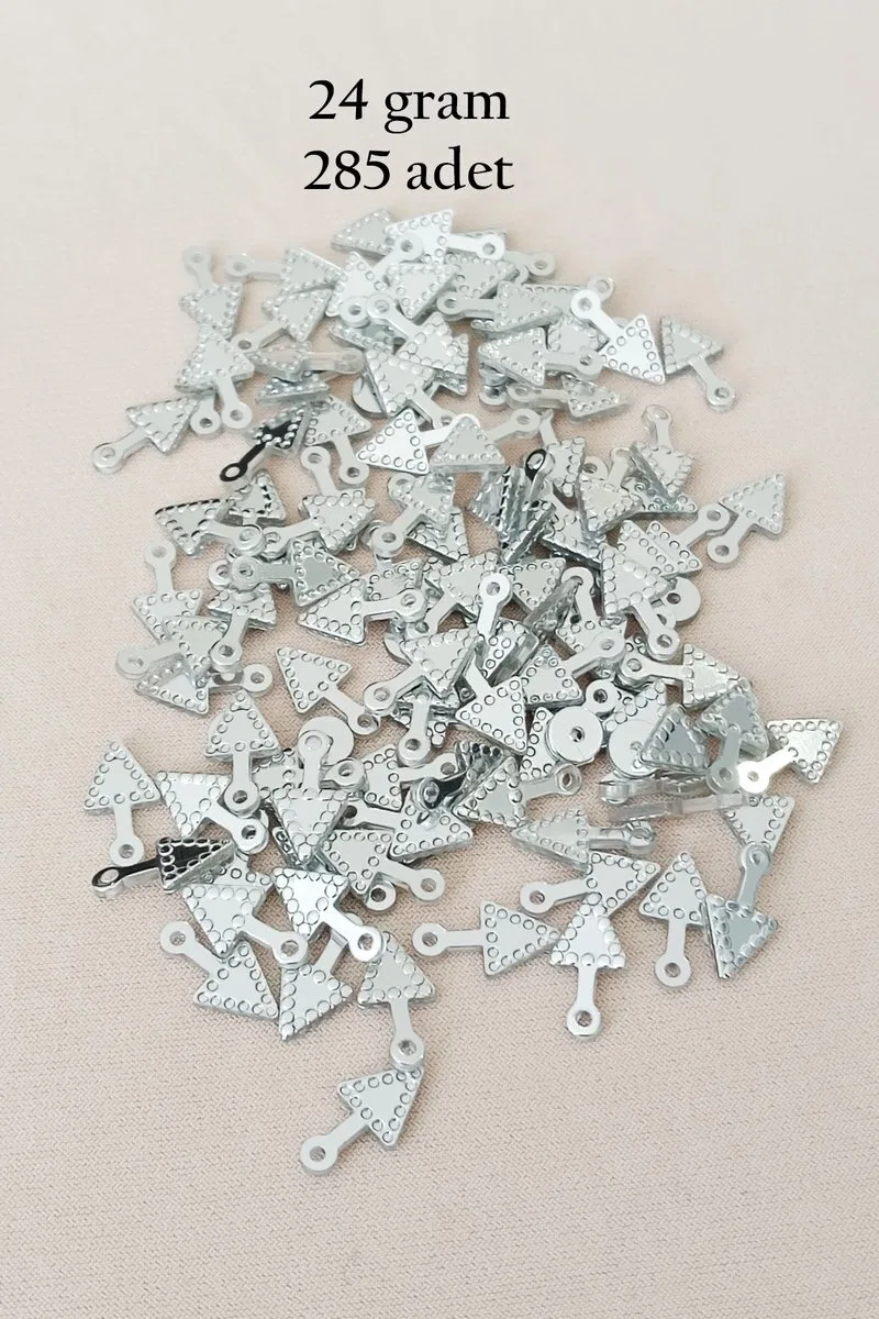 Oya Abiye Bileklik Kolye Pleksi Metalik Plastik Pul Gümüş Renk 24 gram 285 adet - BNC565