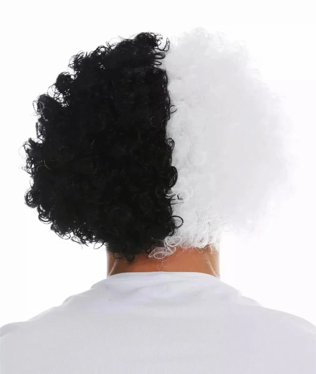 Siyah Beyaz Kıvırcık Afro Bonus Peruk Taraftar Bonus Saç görsel 2