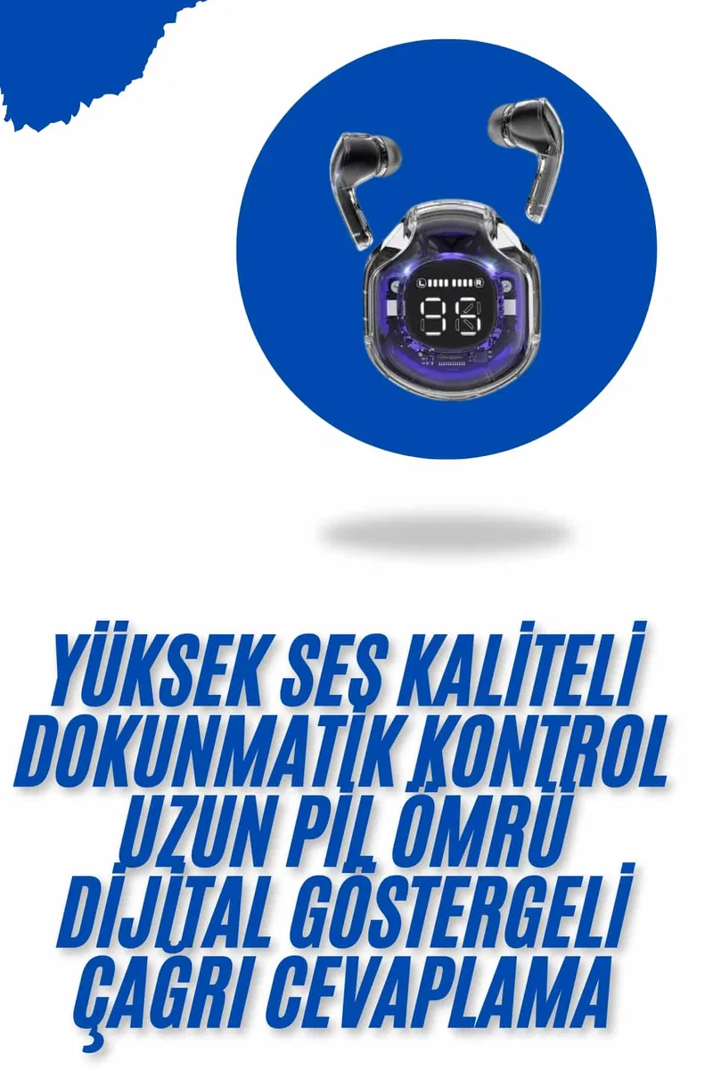 Kablosuz Dijital Göstergeli Powerbanklı IOS ve Android Uyumlu Kulaklık görsel 2