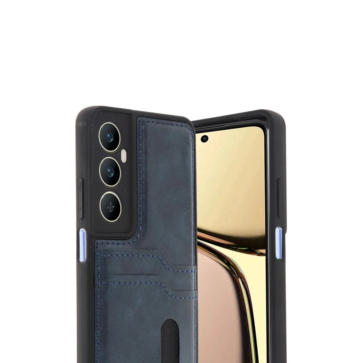 Realme C65 Sara Kartvizitli Deri Kılıf - Lacivert görsel 2