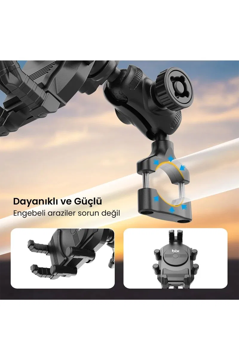 Gidon Bağlantılı Güneş Ve Yağmur Korumalı 360° Derece Ayarlanabilir Motosiklet Bisiklet Telefon Tutucu görsel 2