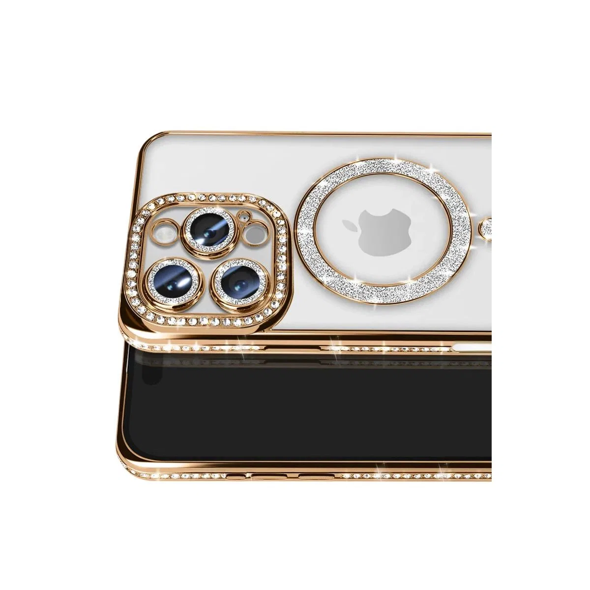 Apple İphone 16 Pro Max Kılıf Joke Simli Magneticsafe Kılıf - Gold görsel 2