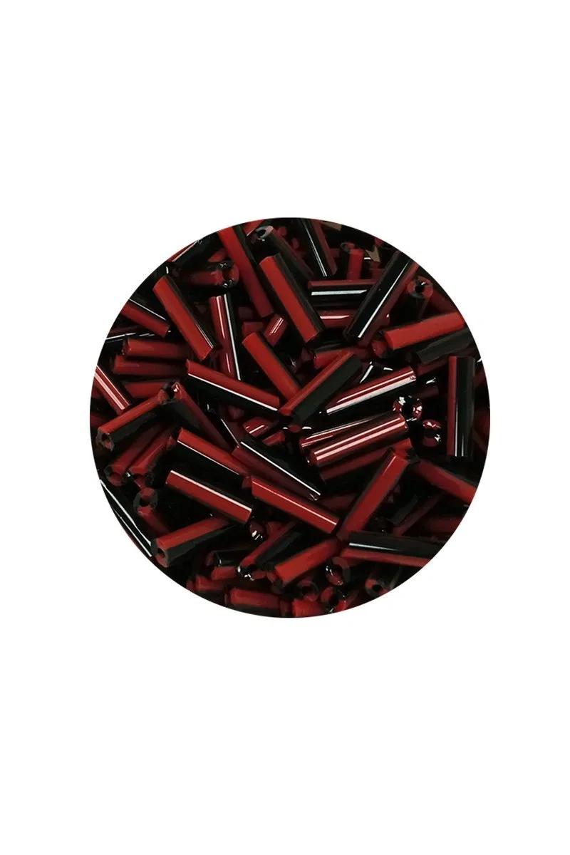 Uzun Boru Kesme Boncuk Çap 2mm Uzunluk 10 mm - 20 Gram - Kırmızı Siyah - BNC252 görsel 2