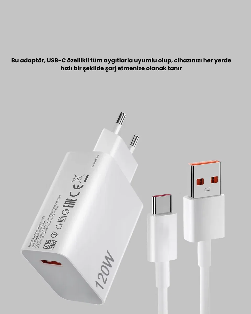 120W USB-C Şarj Adaptörü Süper Hızlı Şarj Güç Kaynağı Seti görsel 3