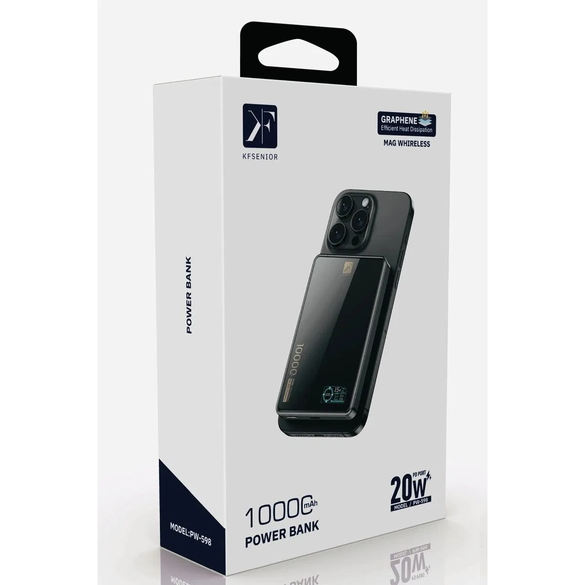 Pw598 10. 000 Mah Dijital Göstergeli 20w Type-c Ve 15w Kablosuz Şarj Pd Hızlı Şarj Magsafe Powerbank - Siyah görsel 2