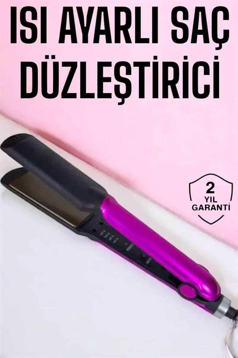 Saç Düzleştirici Isı Ayarlı Seramik Kaplama Döner Kablo Yıpranma Karşıtı görsel 2