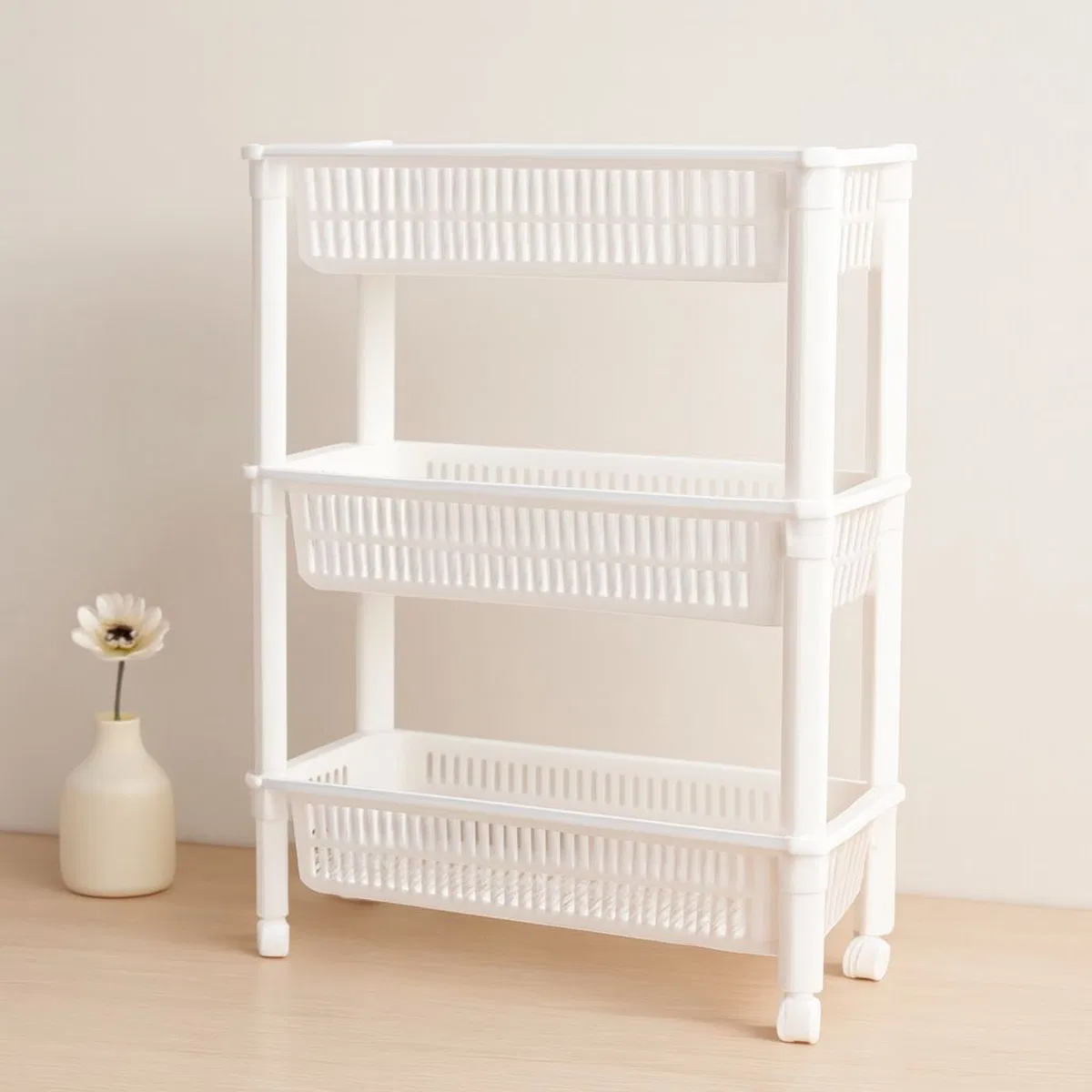 3 Katlı Tekerlekli Sepet Organizer - Raf Düzenleyici