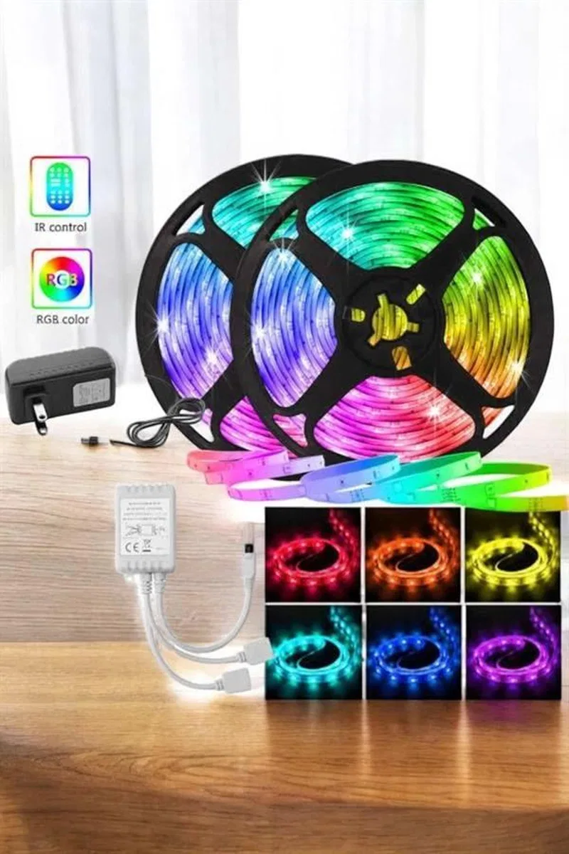 5 Metre Şerit Led Rgb Işıklı Kumandalı Güç Adaptörü Her Ortama Uygun görsel 5