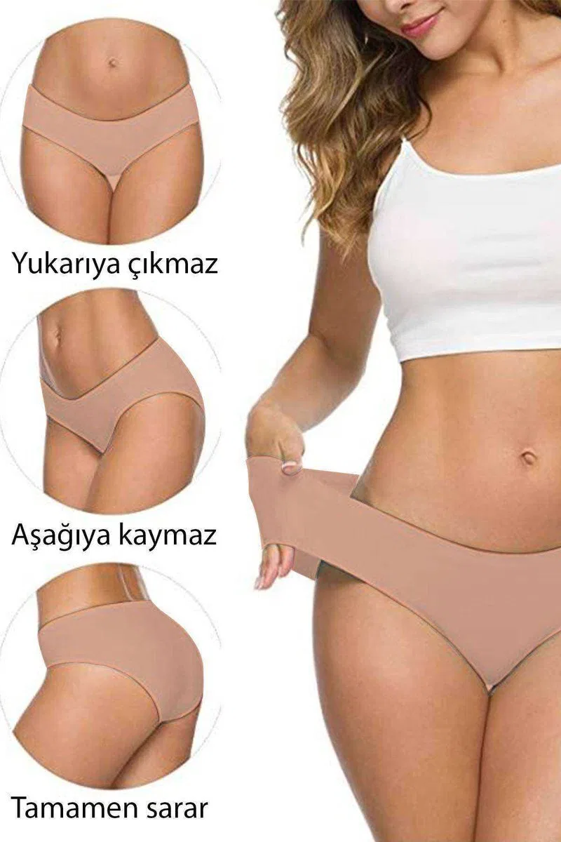 4 Adet Kadın Dikişsiz Lazer Kesim Esnek İz yapmayan Külot S2 mudanis görsel 9
