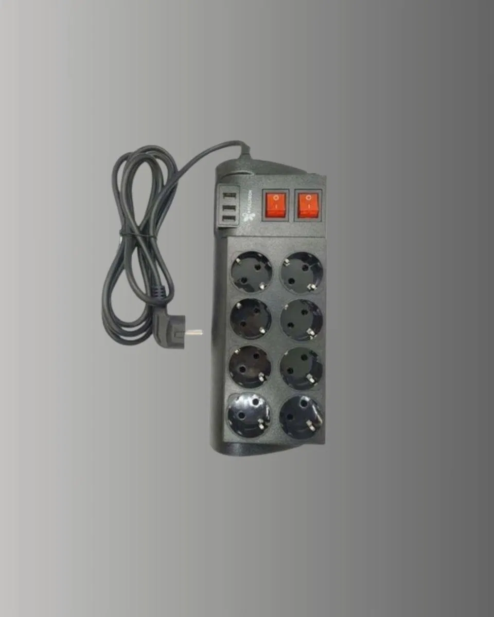Isıya Dayanıklı Termal Akım Korumalı 8'li Priz Ve 3 Usb Girişli Uzatma Kablosu görsel 4