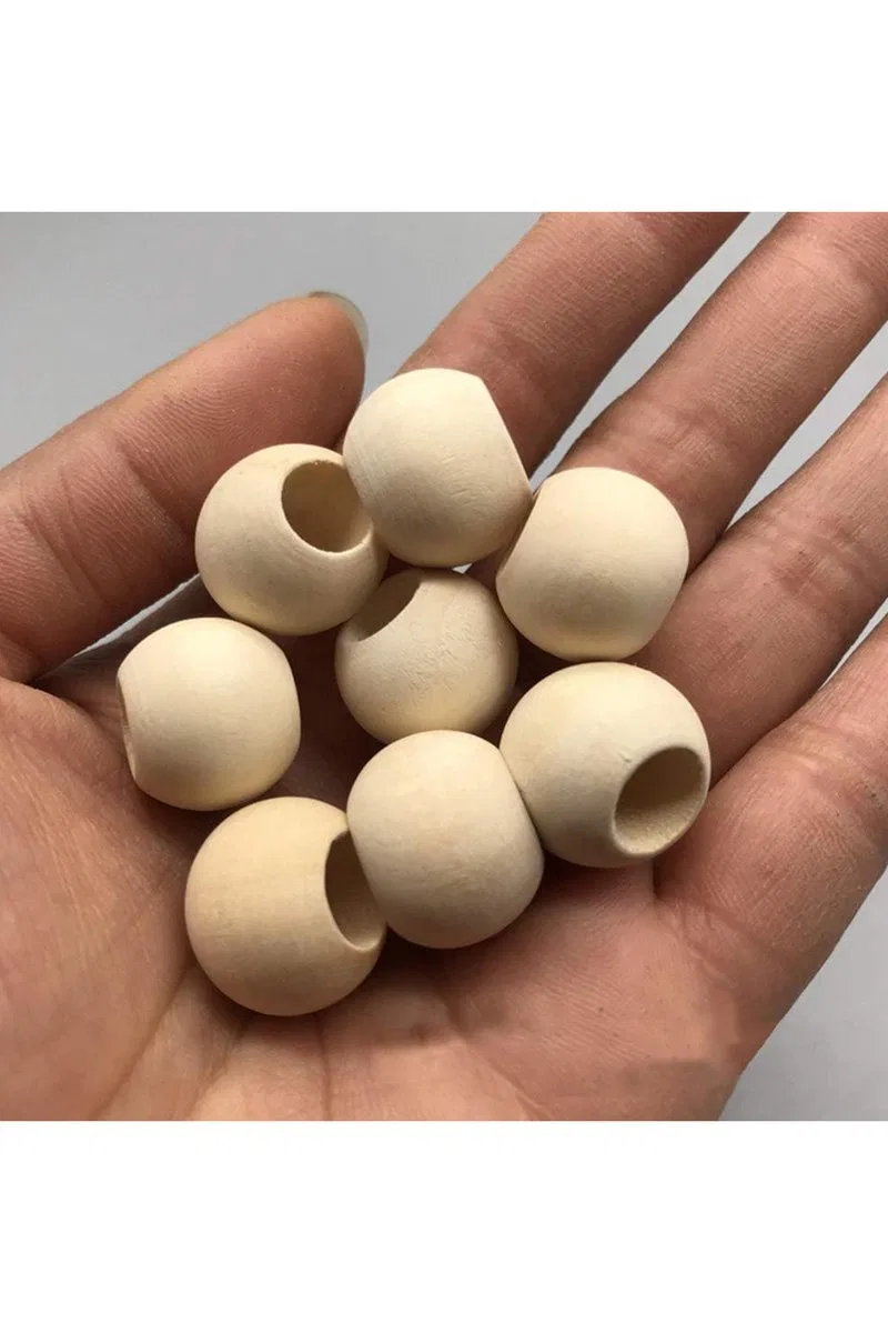 100 Gr (100 Adet) Ahşap Boncuk 15 mm çap x 10 mm Delik Doğal Yuvarlak Ahşap Makrome El İşi Çanta görsel 5