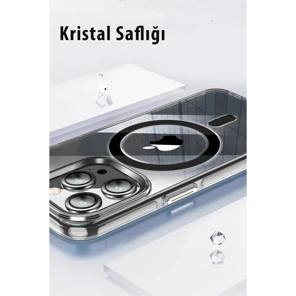 Joko Apple İphone 15 Pro Max Kılıf Crystal Magsafe Kapak - Şeffaf görsel 5