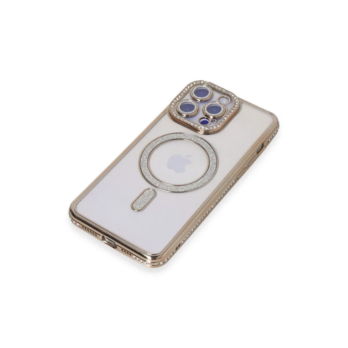 Apple İphone 15 Pro Kılıf Joke Simli Magneticsafe Kılıf - Gold görsel 3