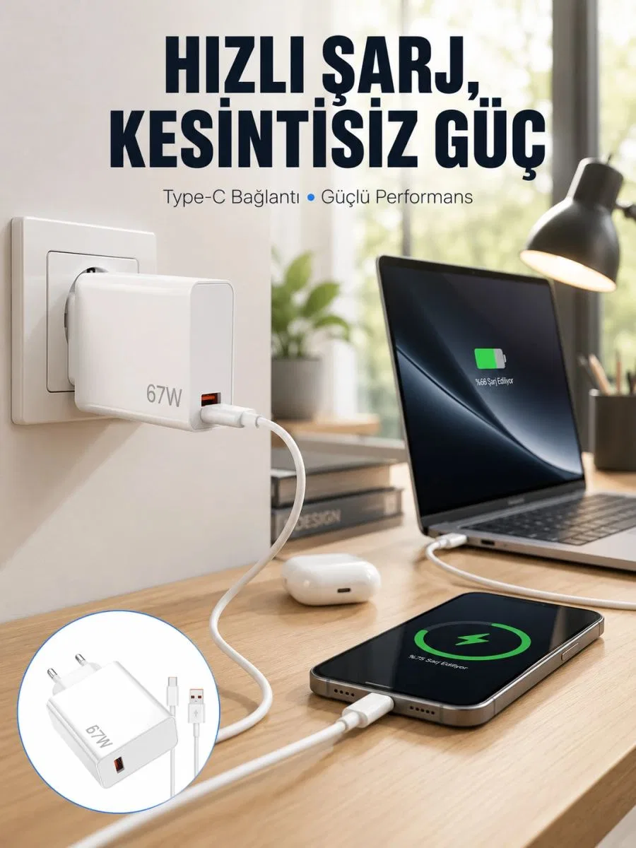 67w Type-c Turbo Şarj Cihazı – Aşırı Akım Ve Isı Koruması, Seyahat Uyumlu Yeni Nesil