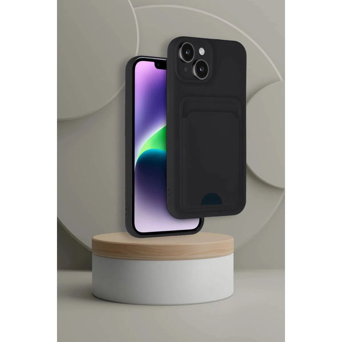 Apple İphone 14 Kılıf Kelvin Kartvizitli Silikon - Bordo görsel 2