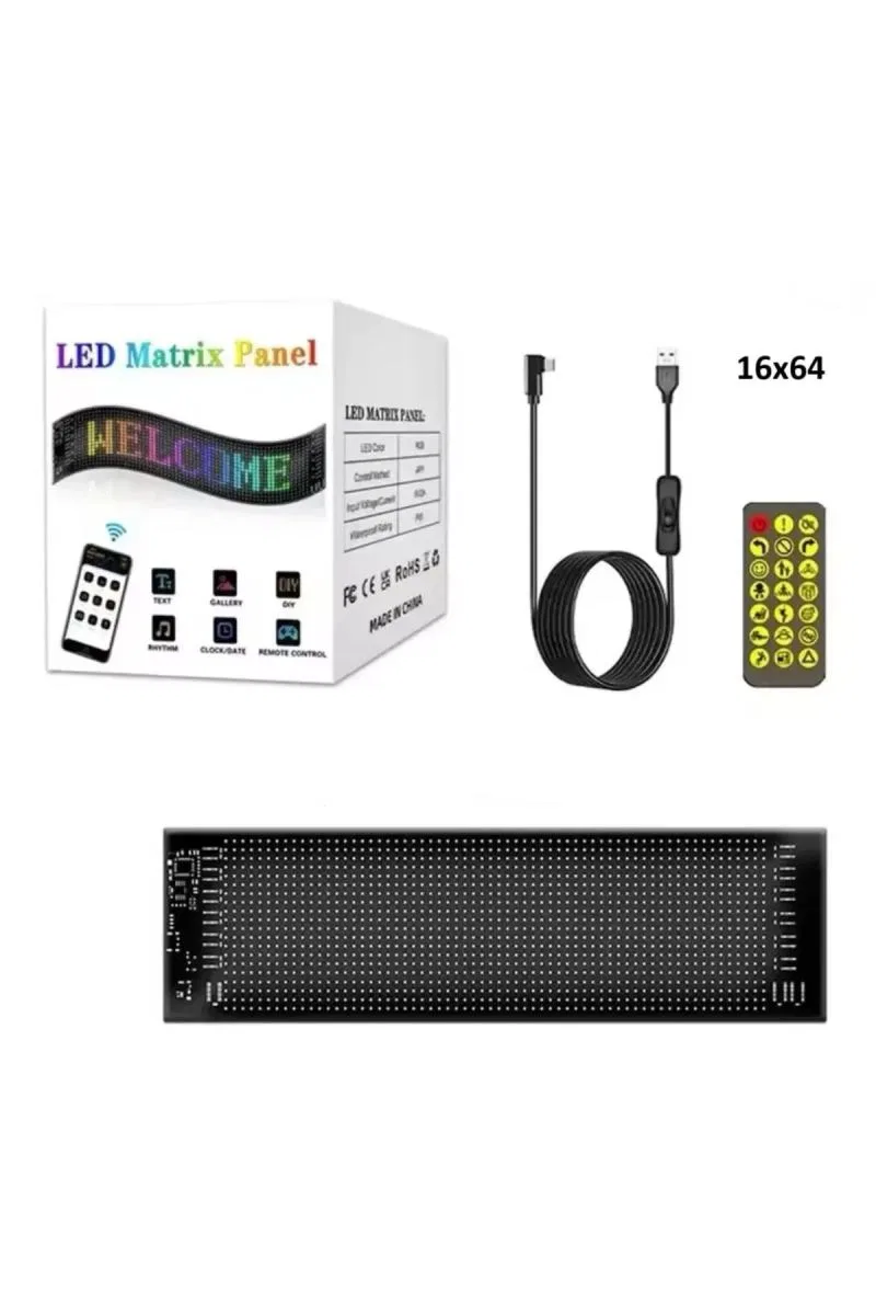 Led Panel Cama Yapışan Telefon Kontrollü Led Ekran Panel 16*64 Led Sayısı görsel 6